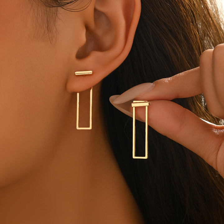 Quinleyra™ Long Geometric Earrings with Elegant Metallic Finish