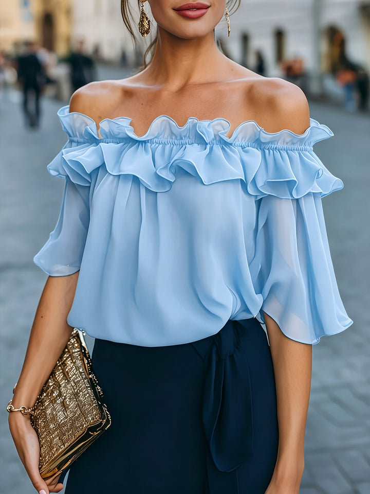 Bruvelle | Elegant Off-Shoulder Blouse with Short Sleeves