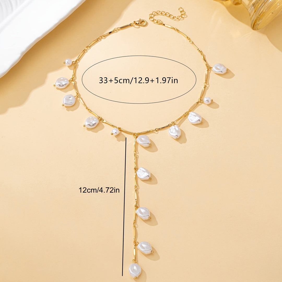 Hevoxe | Elegant Y-Shaped Necklace with Pearls and Irregular Design