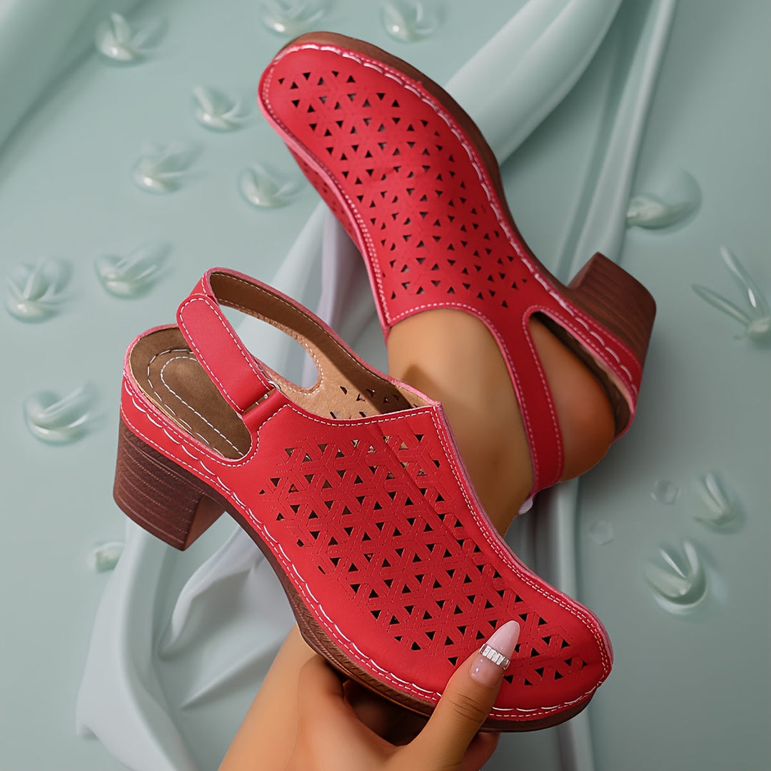 Korae™ Heeled Sandals with Adjustable Straps and Cut-Out Design