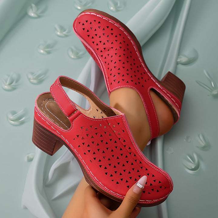 Korae™ Heeled Sandals with Adjustable Straps and Cut-Out Design