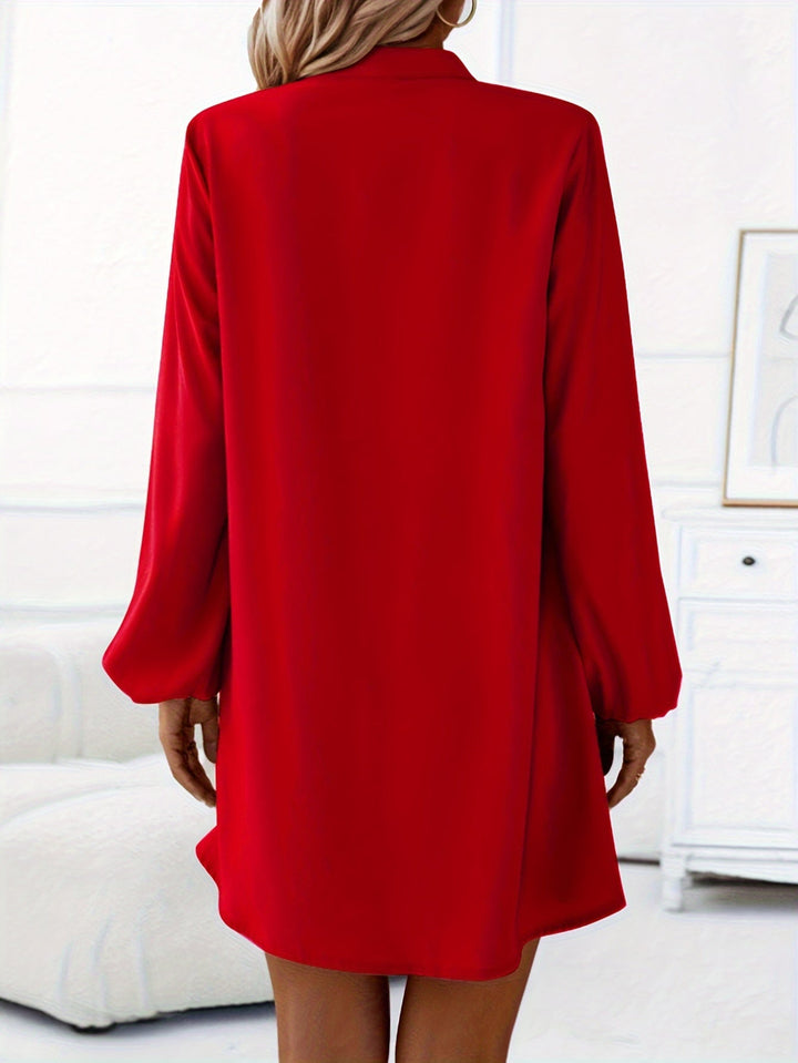 Faria™ Elegant Long Sleeve V-Neck Dress
