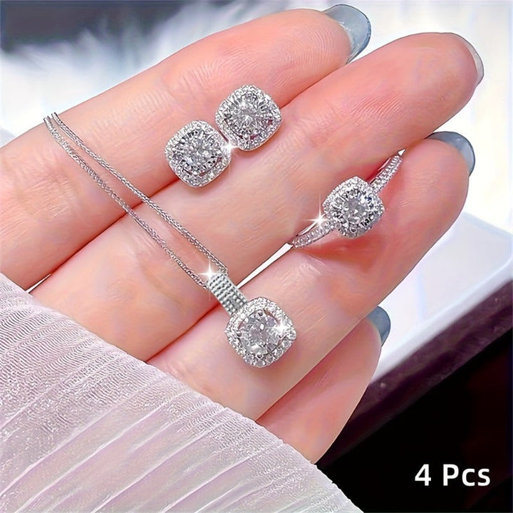 Elkie™ Elegant Sparkling Jewelry Set with Necklace, Ring, and Earrings