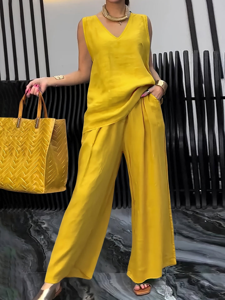 Kalia™ Casual Two-Piece Set with Sleeveless Top and Wide Leg Pants