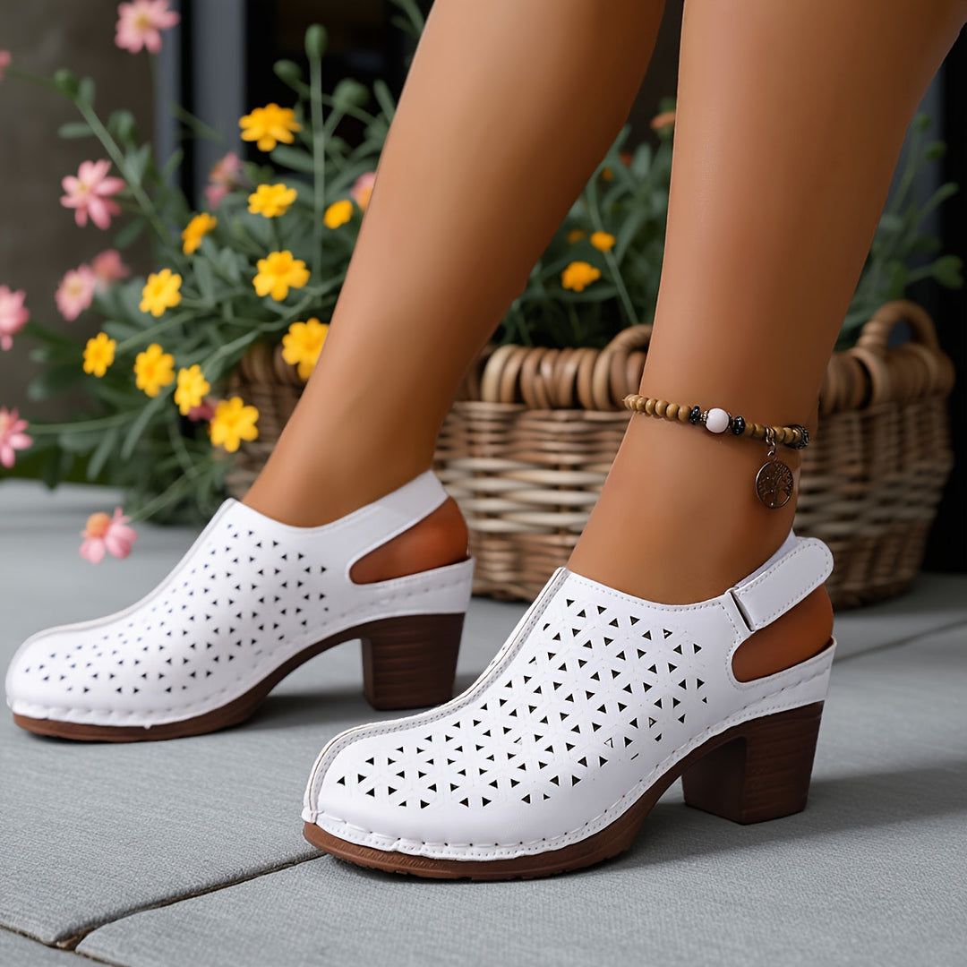 Korae™ Heeled Sandals with Adjustable Straps and Cut-Out Design