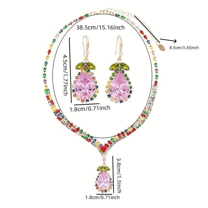 Quothex | Elegant Multicolor Drop Design Necklace and Earring Set