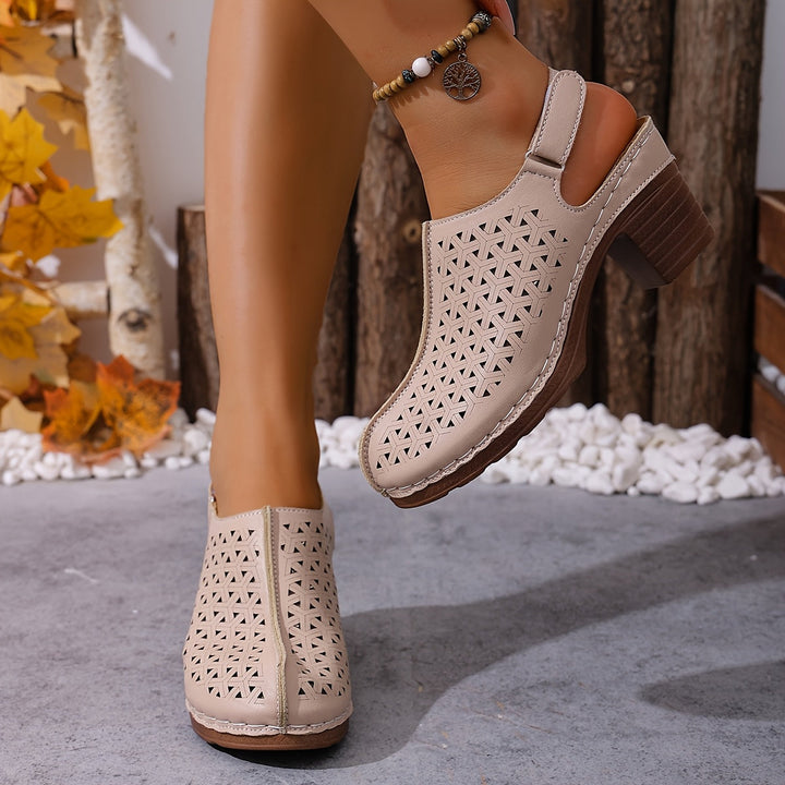 Korae™ Heeled Sandals with Adjustable Straps and Cut-Out Design