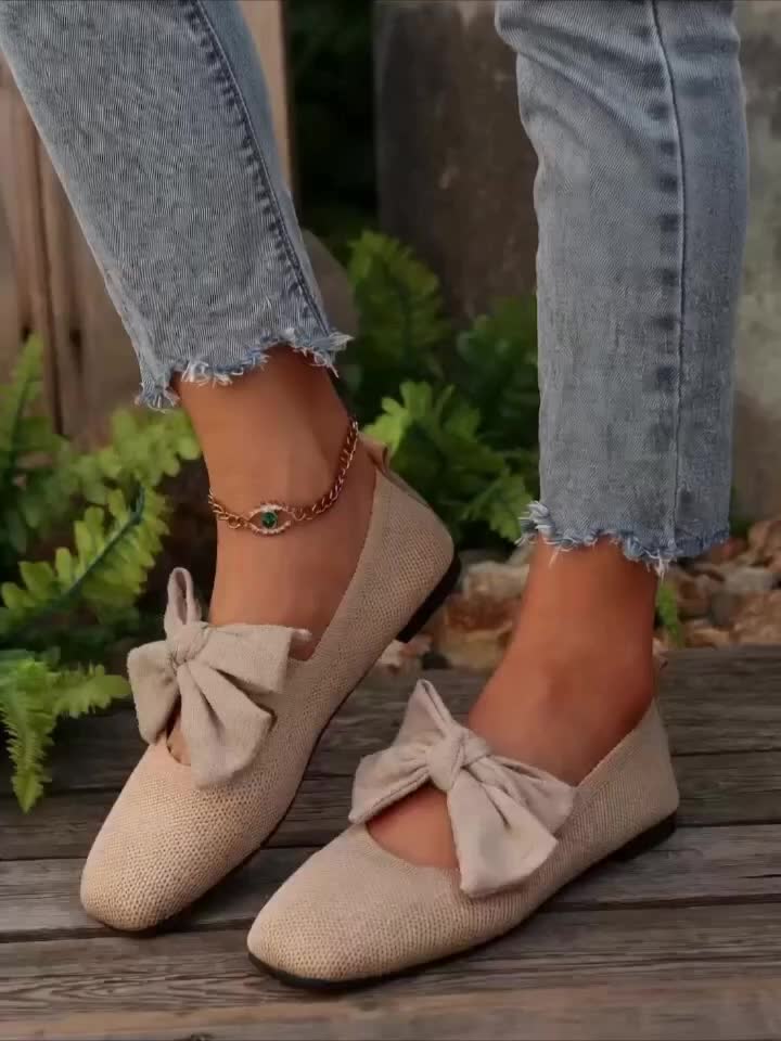 Neria | Breathable Flat Shoes for Women with Decorative Bow