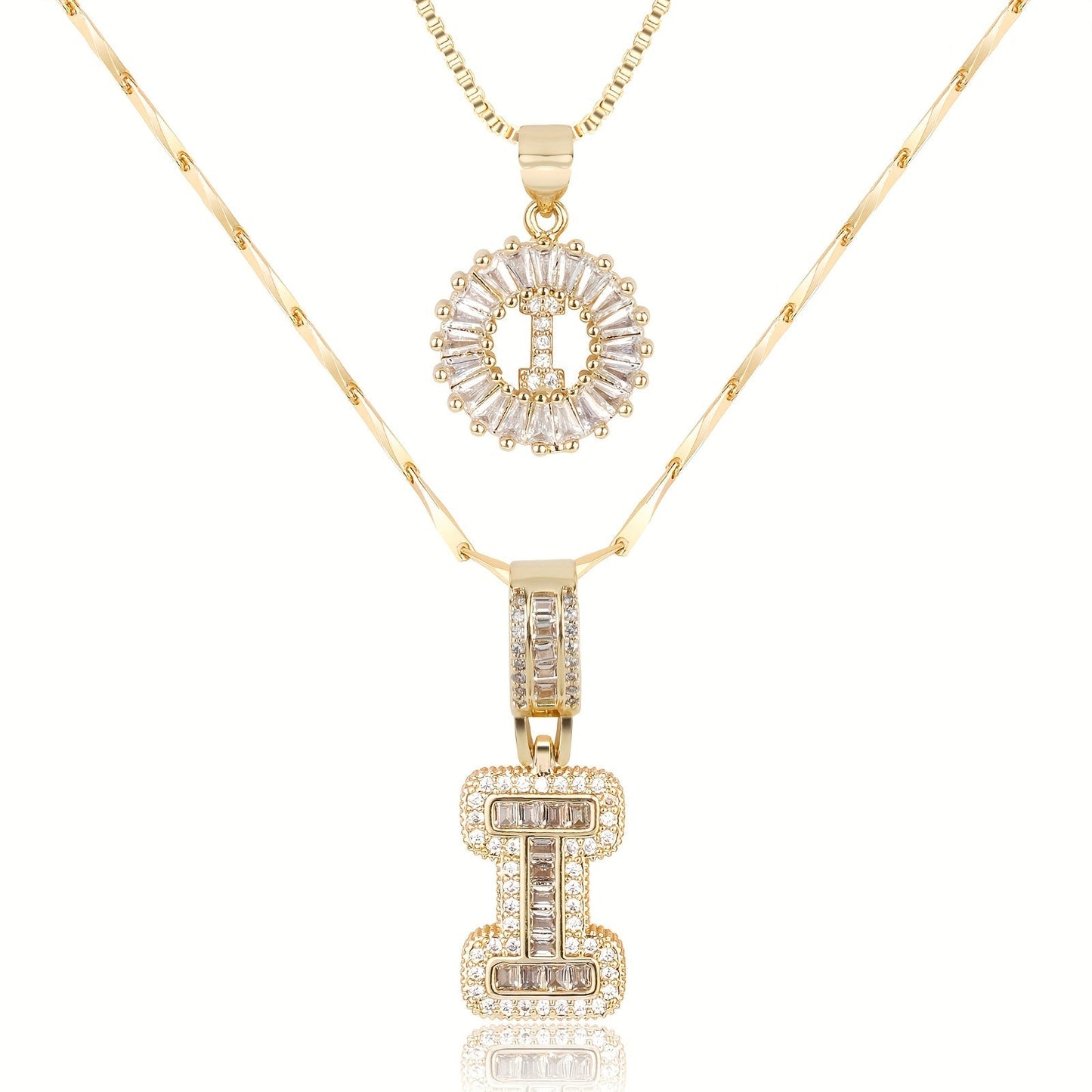 Primrose™ Initial Letter Necklaces with 14k Diamonds (2 pieces)