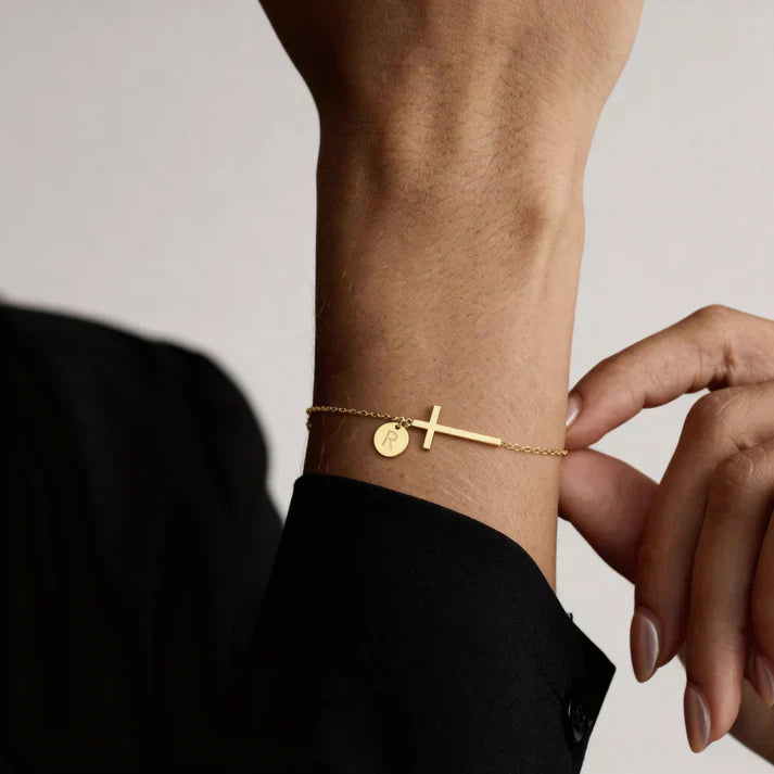 Elodryn™ Sacred Initial Bracelet – Customized Cross