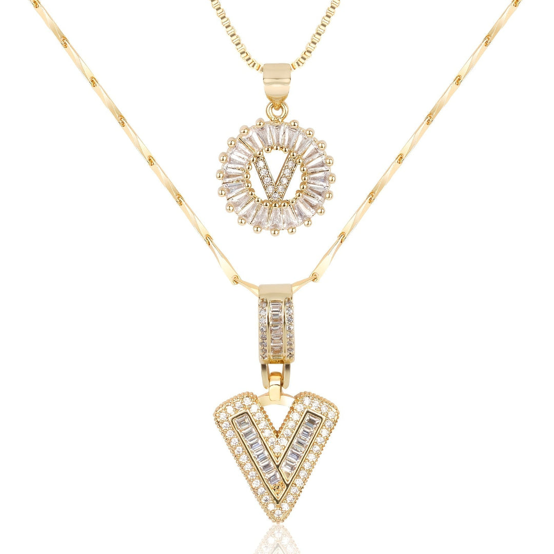 Primrose™ Initial Letter Necklaces with 14k Diamonds (2 pieces)