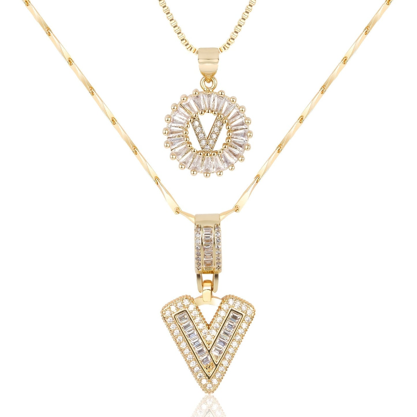 Primrose™ Initial Letter Necklaces with 14k Diamonds (2 pieces)