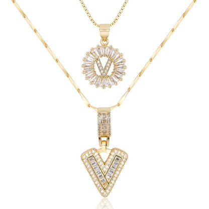 Primrose™ Initial Letter Necklaces with 14k Diamonds (2 pieces)
