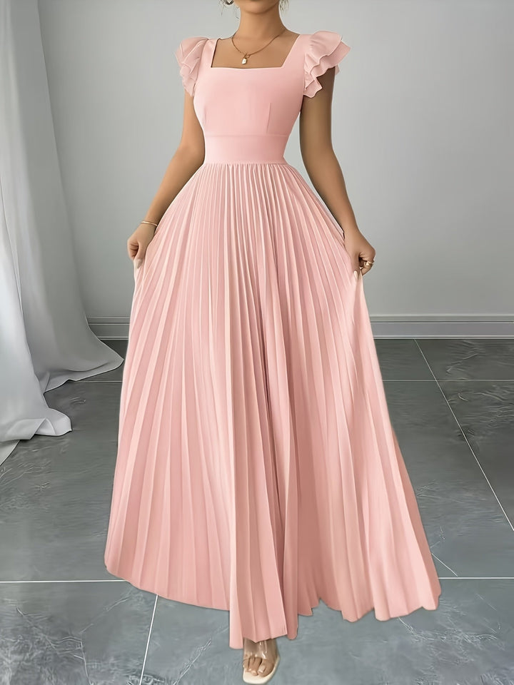 Oxeris | Long Floral Dress with Pleats and Timeless Elegance