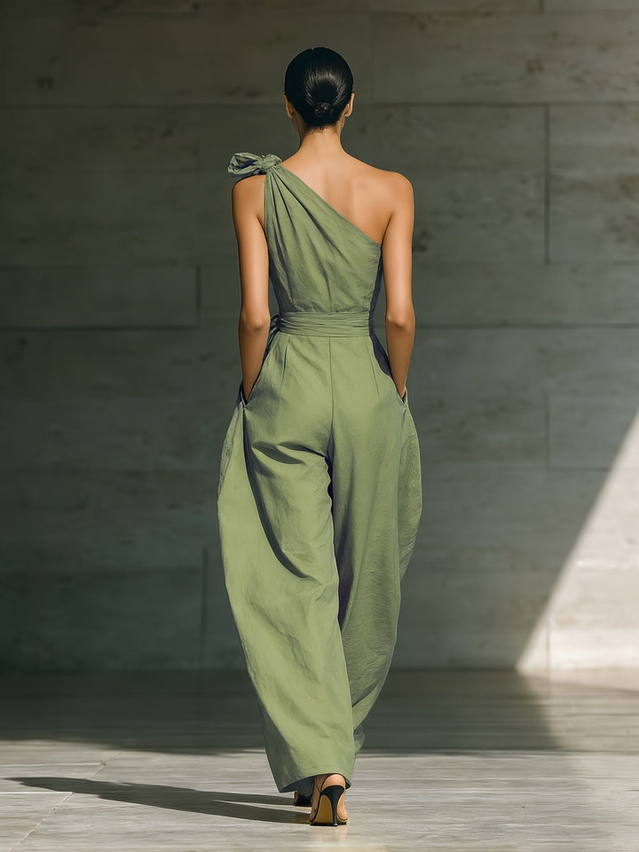Juveth | Elegant One-Shoulder Jumpsuit with Wide Leg and Defined Waist