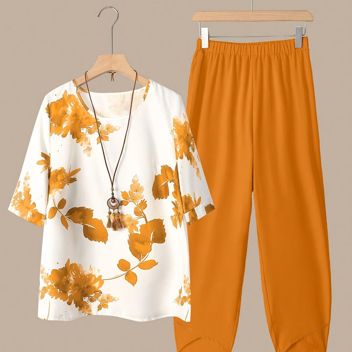 Fynley™ Printed Two-Piece Set with Comfortable Blouse and Pants
