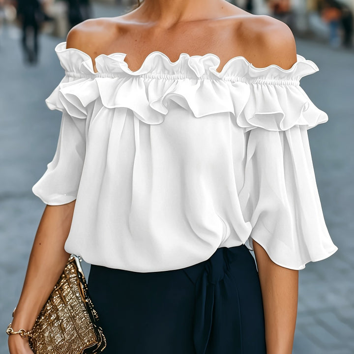 Bruvelle | Elegant Off-Shoulder Blouse with Short Sleeves