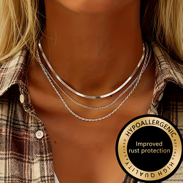 Winsley™ Elegant Three-Layer Collar with Gold Finish