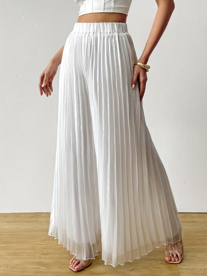 Uliquin | Pleated Wide-Leg Pants with Elastic Waist and Elegant Fall