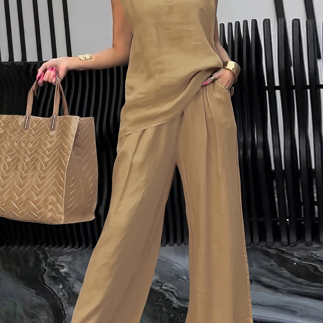 Kalia™ Casual Two-Piece Set with Sleeveless Top and Wide Leg Pants