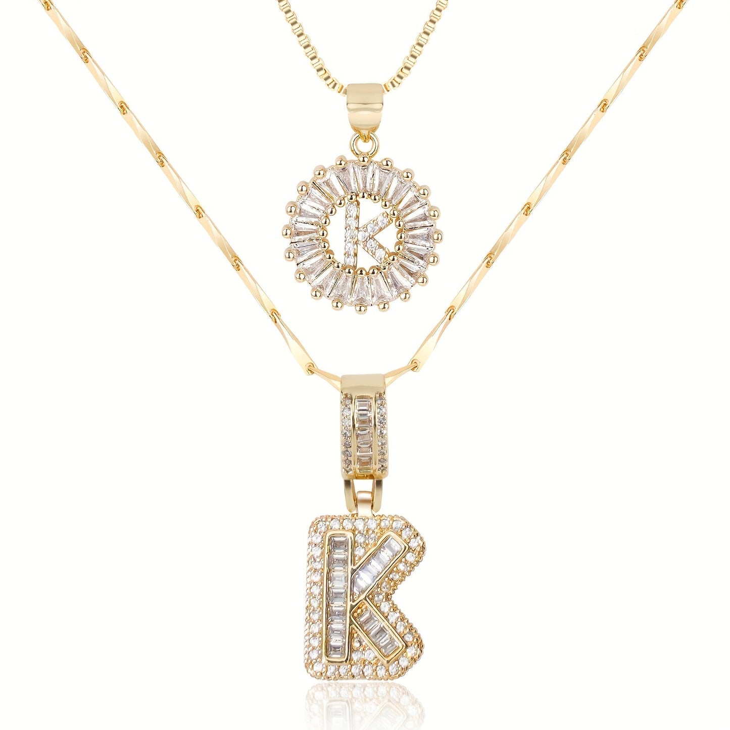 Primrose™ Initial Letter Necklaces with 14k Diamonds (2 pieces)