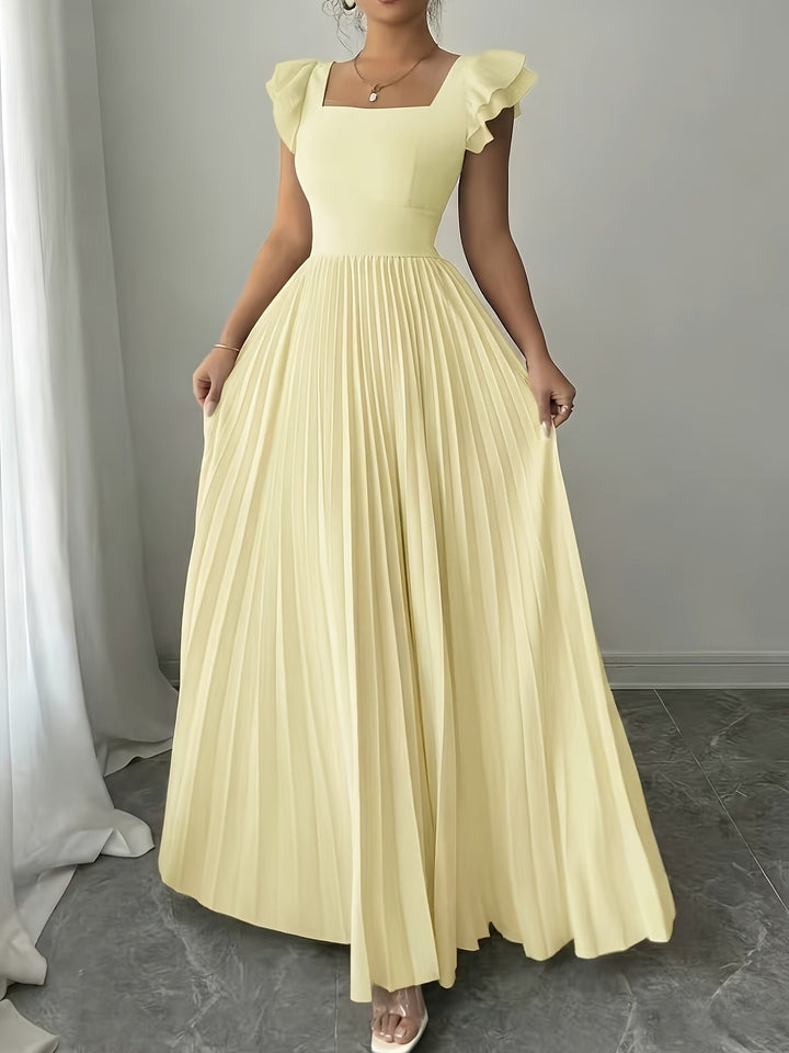 Oxeris | Long Floral Dress with Pleats and Timeless Elegance