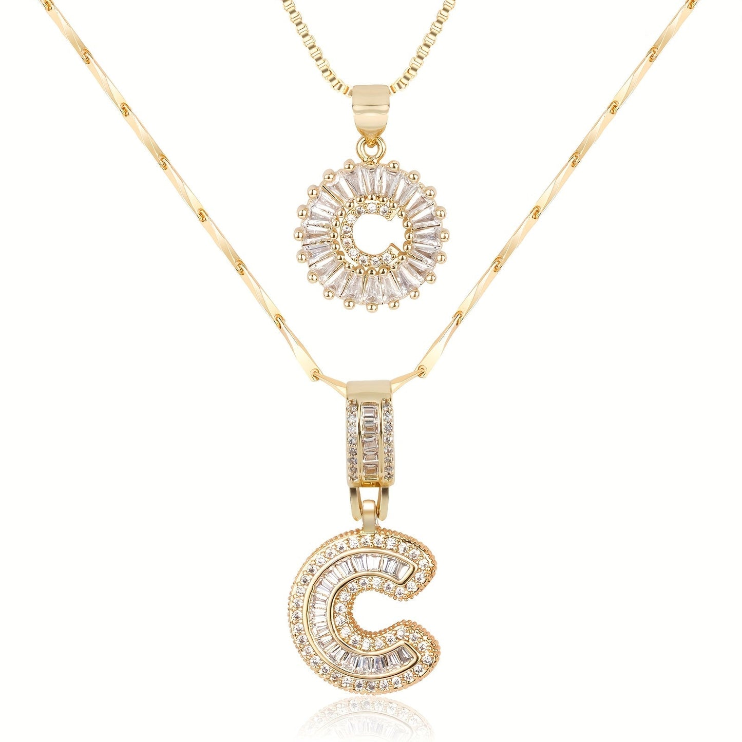 Primrose™ Initial Letter Necklaces with 14k Diamonds (2 pieces)
