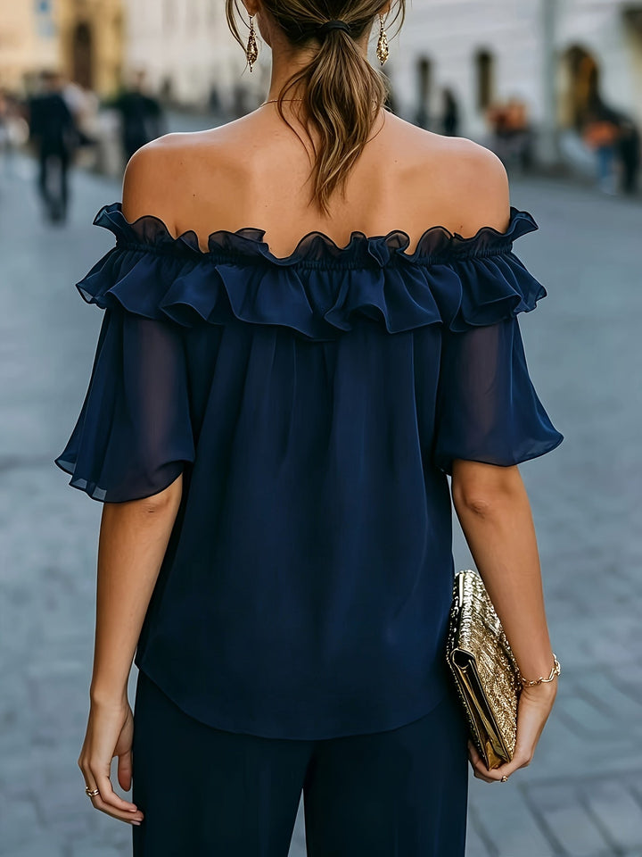 Bruvelle | Elegant Off-Shoulder Blouse with Short Sleeves