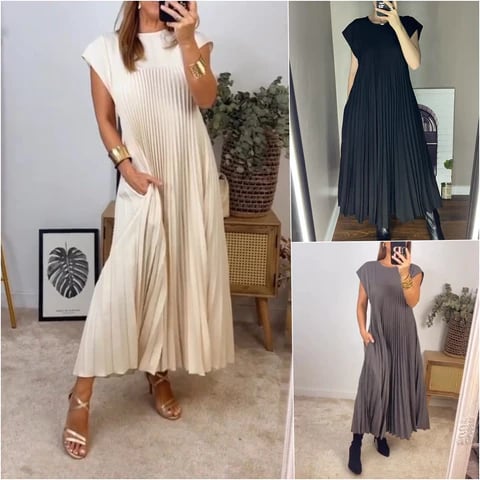 Elara™ Elegant Dress with Flowing Cut and Soft Drop in Modern Style