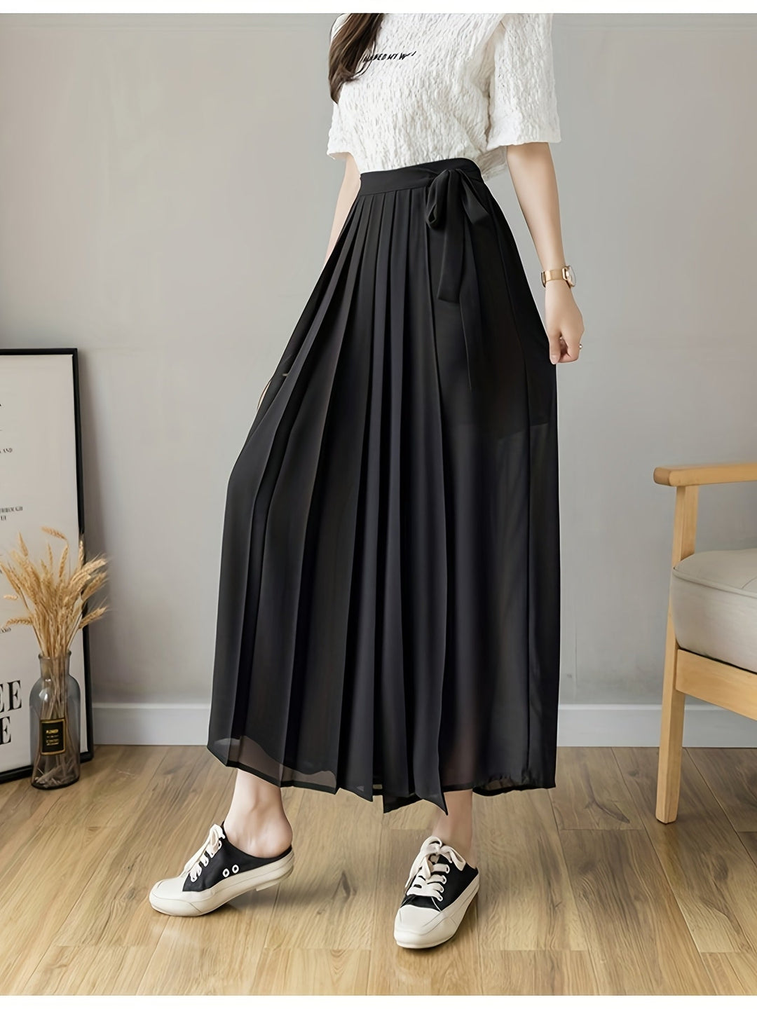 Caexine | Wide Leg Trousers with Pleats and Elegant Cut