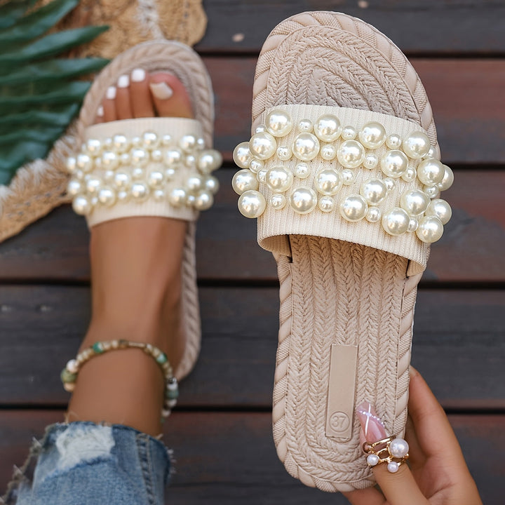 Fruxith | Flat Sandals with Decorative Pearls and Maximum Comfort