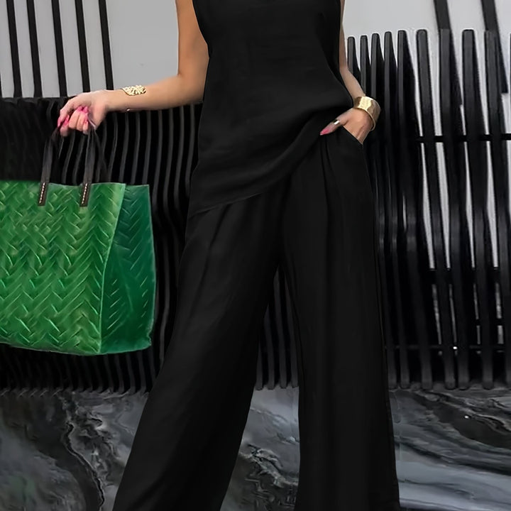 Kalia™ Casual Two-Piece Set with Sleeveless Top and Wide Leg Pants