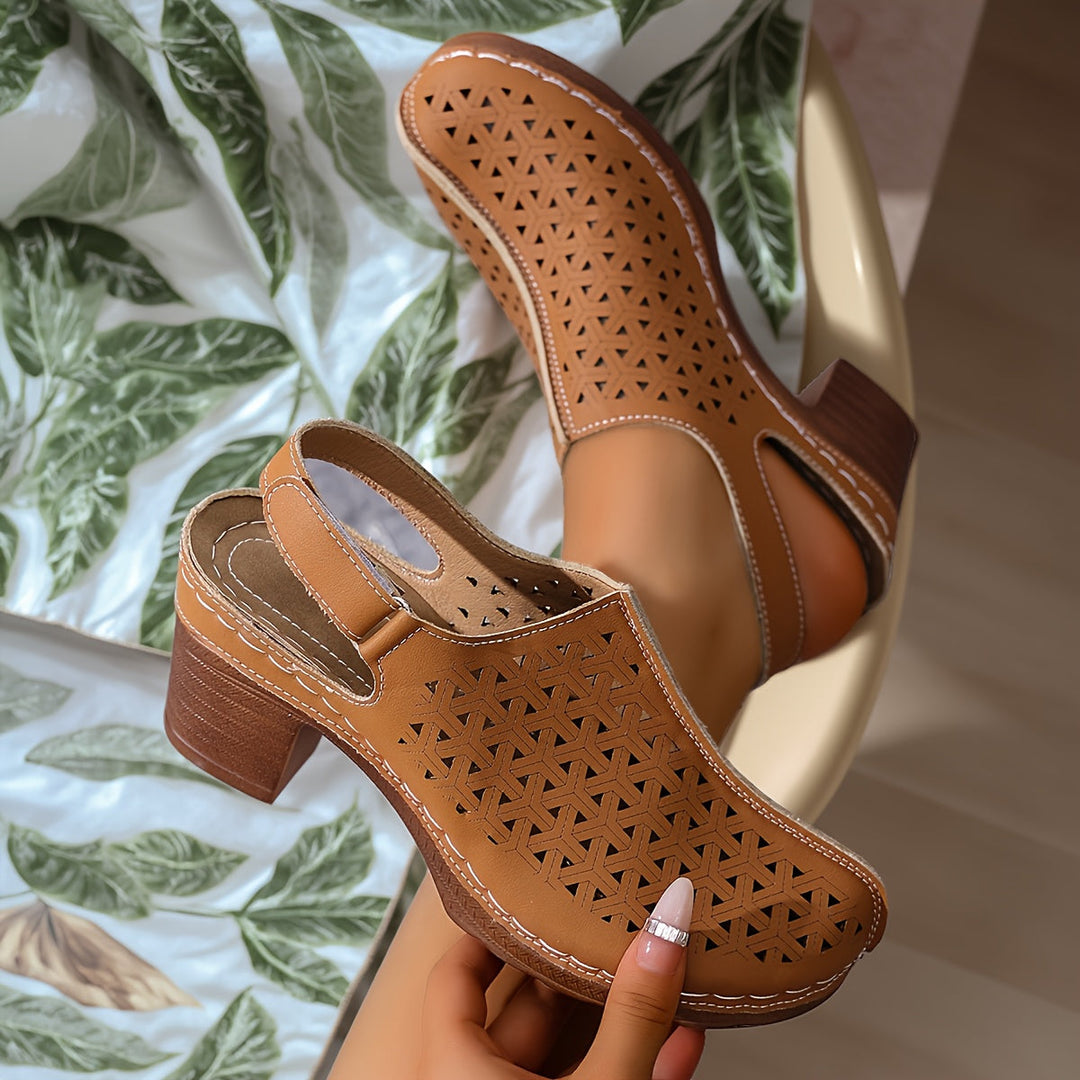 Korae™ Heeled Sandals with Adjustable Straps and Cut-Out Design