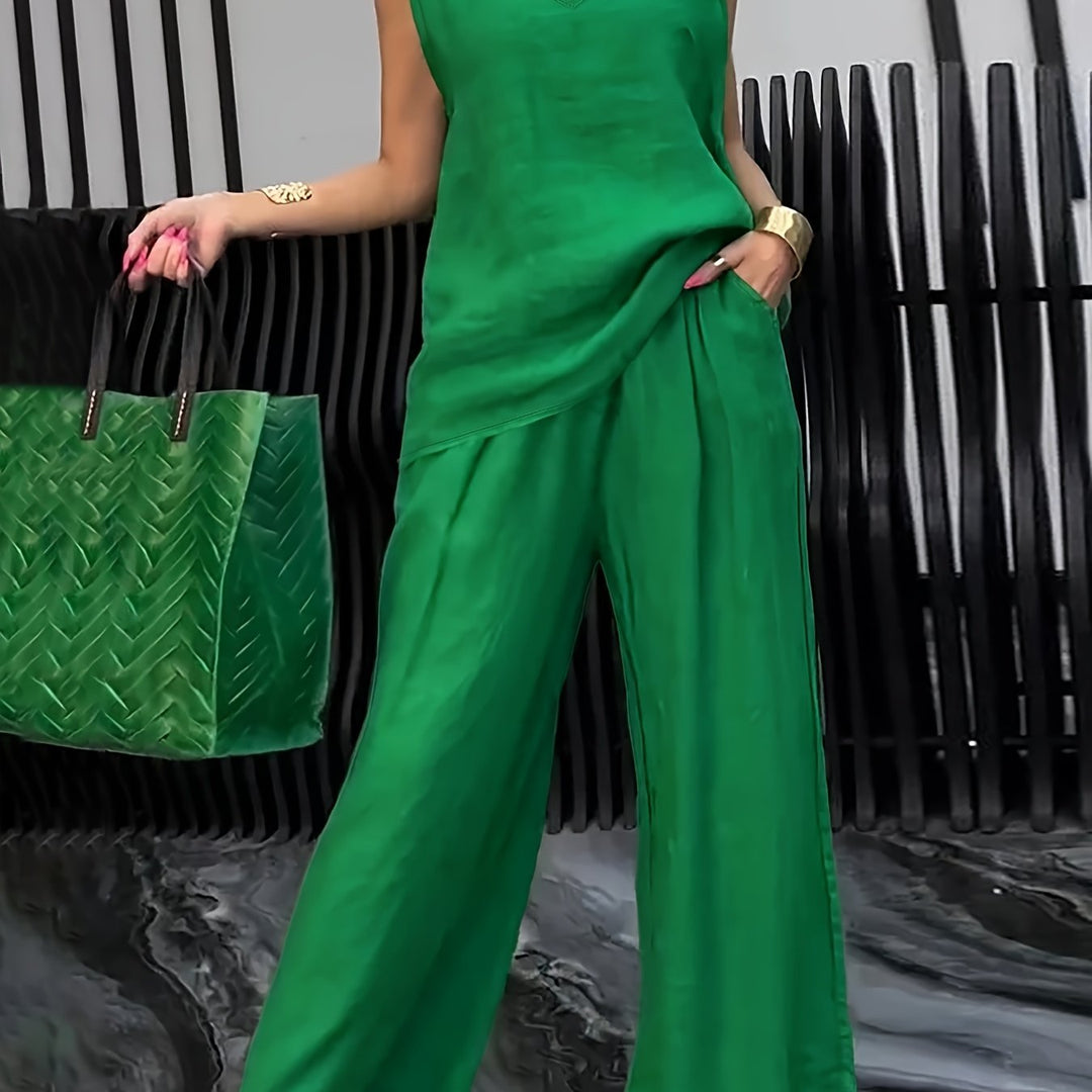 Kalia™ Casual Two-Piece Set with Sleeveless Top and Wide Leg Pants