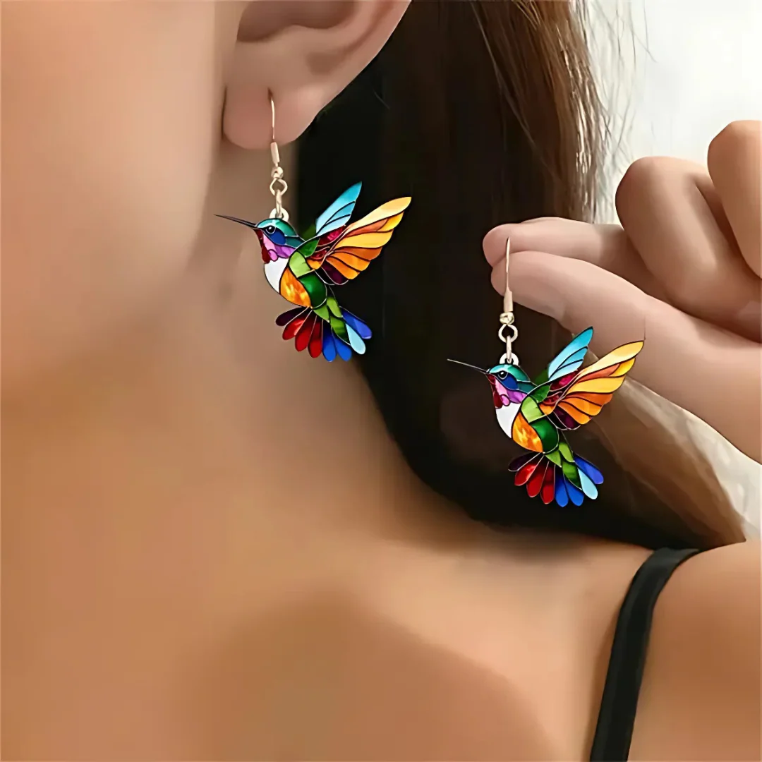 Vaila™ Hummingbird Rainbow Collar + Matching Earrings Gift
