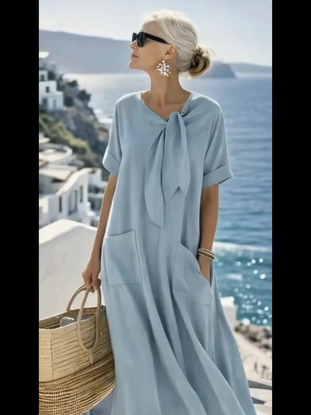 Naya™ Elegant Long Solid Color Dress with Fluid Style