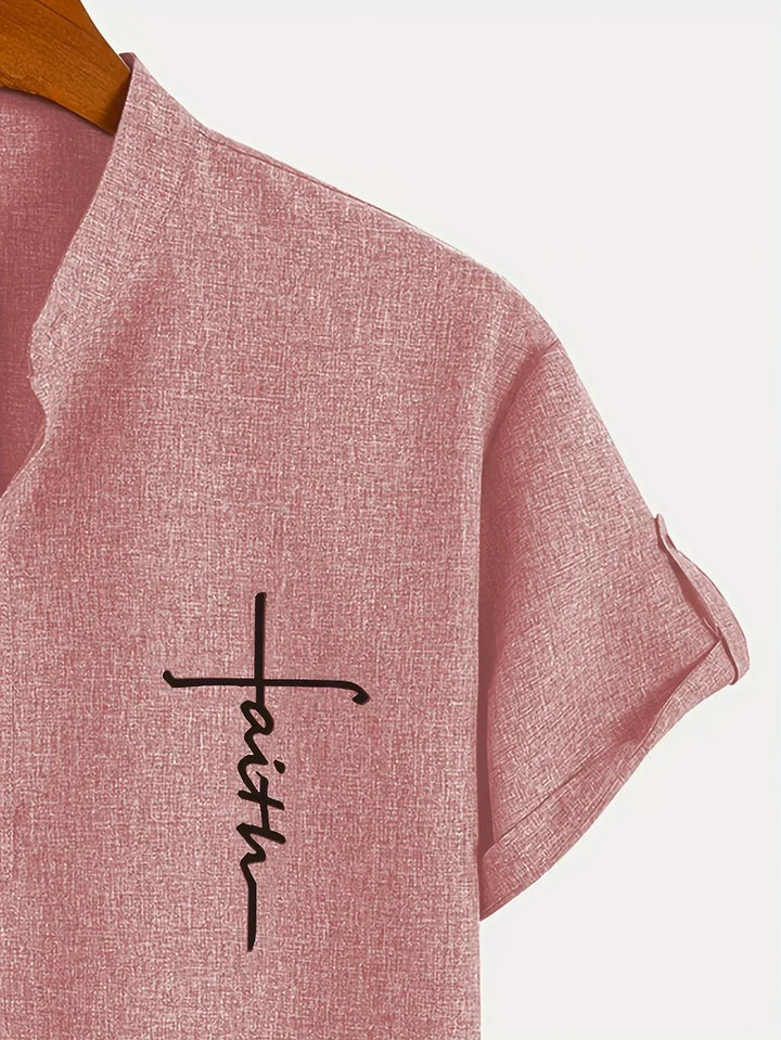 Hayes™ Elegant Short Sleeve High Neck Shirt