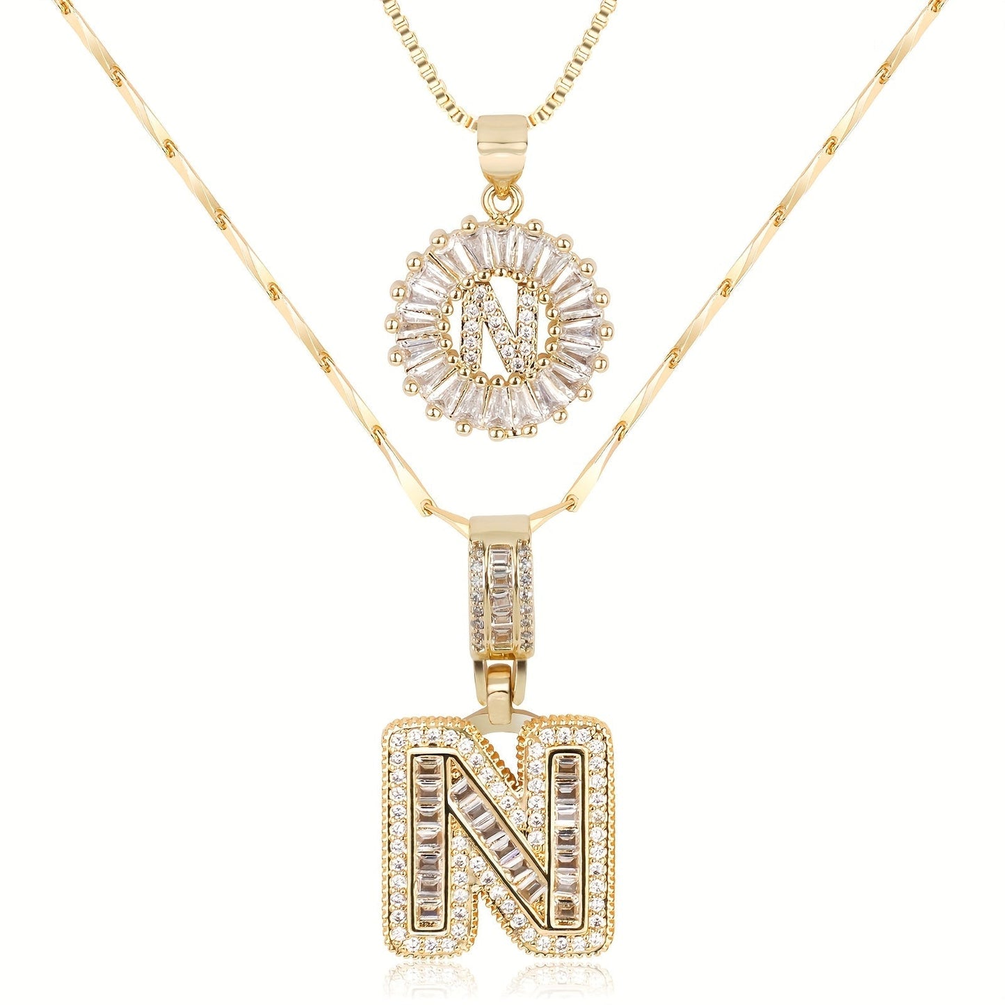Primrose™ Initial Letter Necklaces with 14k Diamonds (2 pieces)