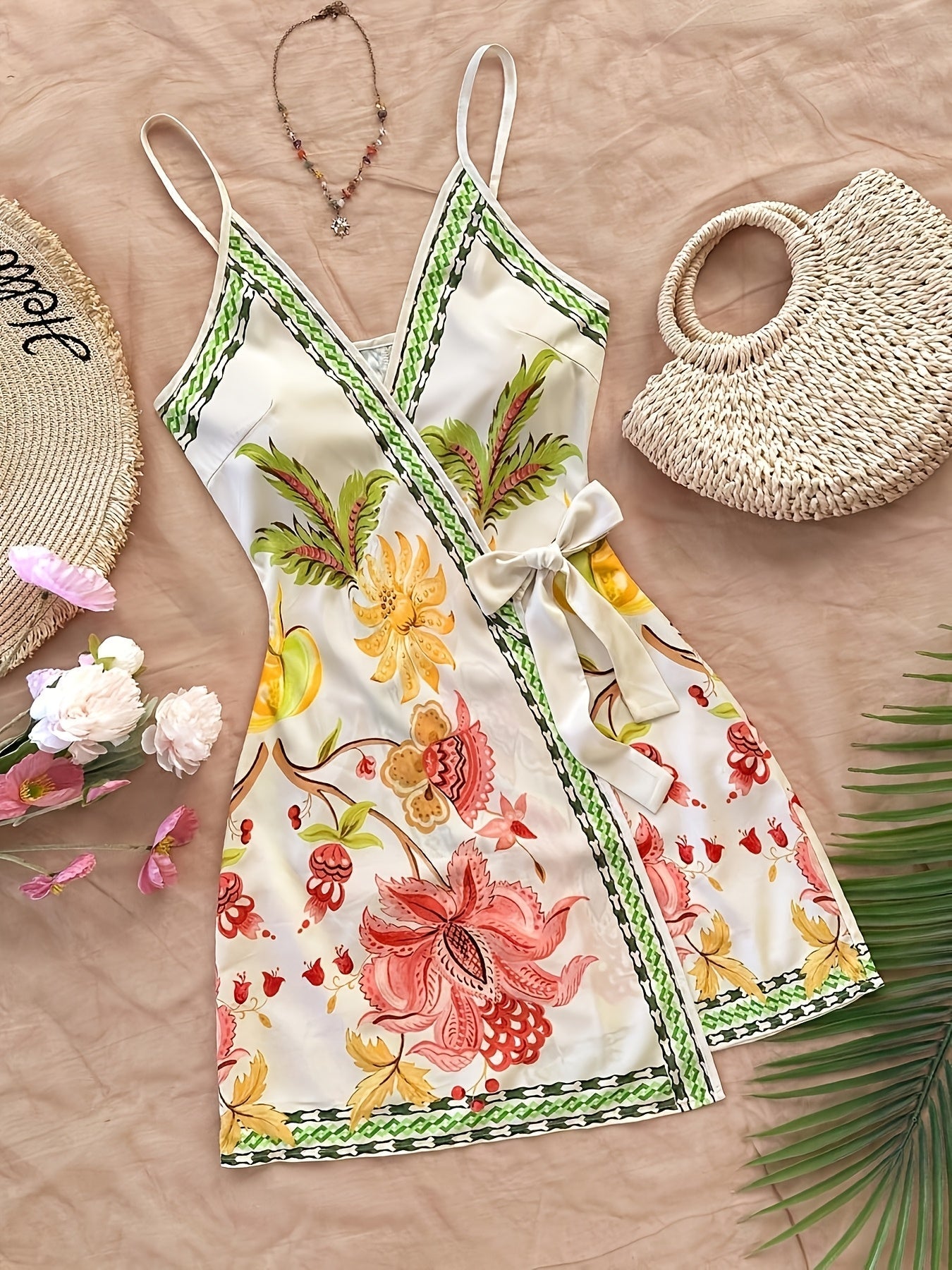 Dara™ Long Tropical Dress with V-Neck and Floral Print