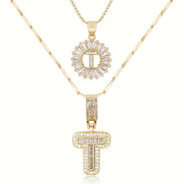 Primrose™ Initial Letter Necklaces with 14k Diamonds (2 pieces)