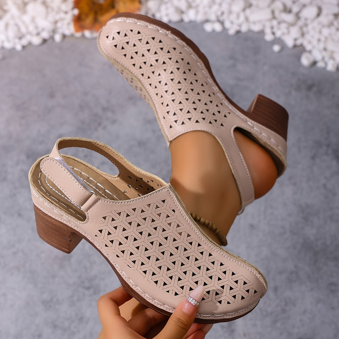Korae™ Heeled Sandals with Adjustable Straps and Cut-Out Design
