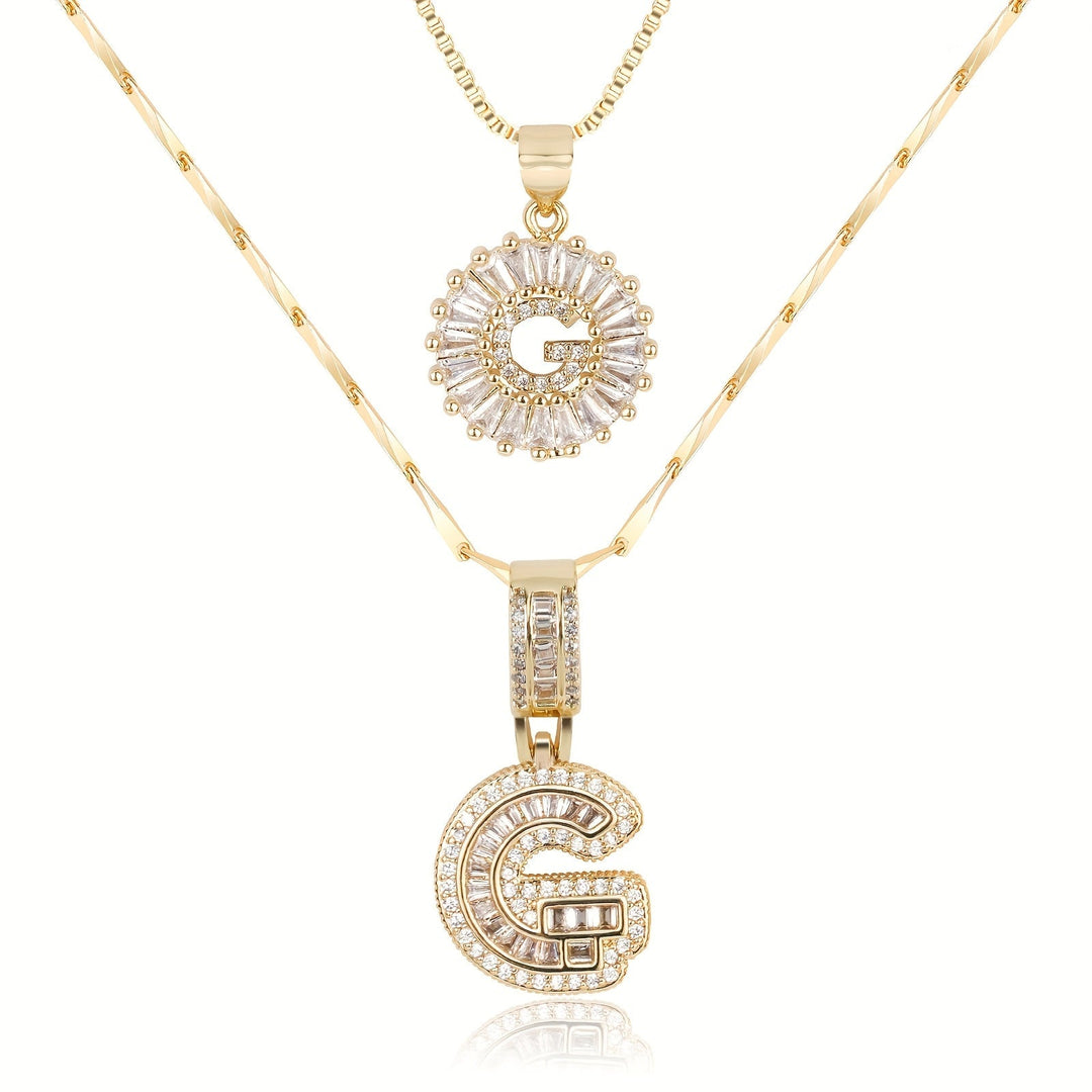 Primrose™ Initial Letter Necklaces with 14k Diamonds (2 pieces)