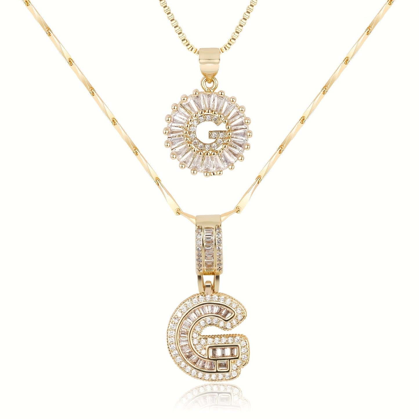 Primrose™ Initial Letter Necklaces with 14k Diamonds (2 pieces)