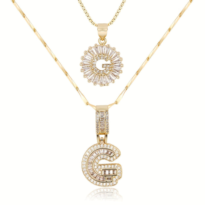 Primrose™ Initial Letter Necklaces with 14k Diamonds (2 pieces)