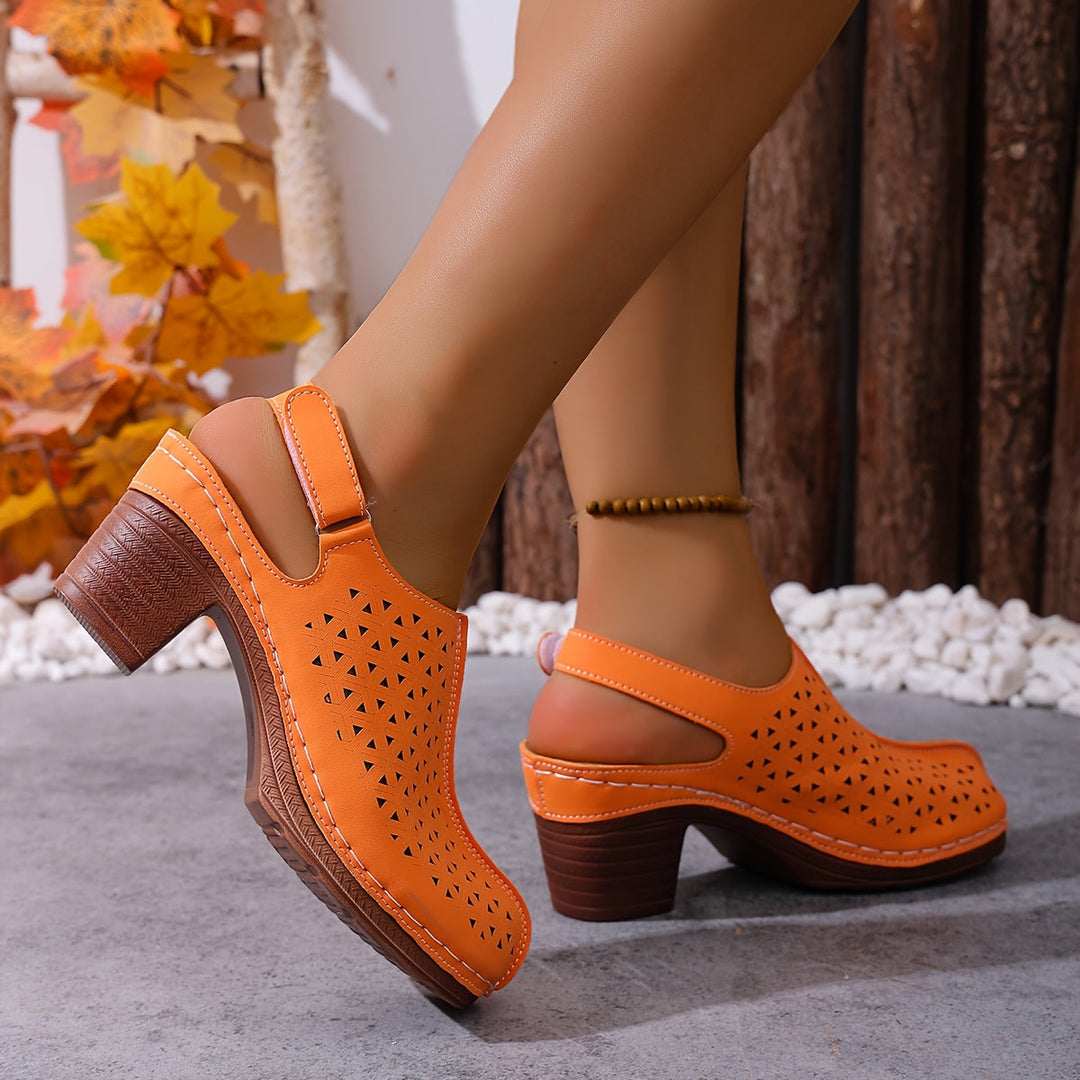 Korae™ Heeled Sandals with Adjustable Straps and Cut-Out Design