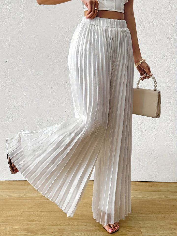 Uliquin | Pleated Wide-Leg Pants with Elastic Waist and Elegant Fall