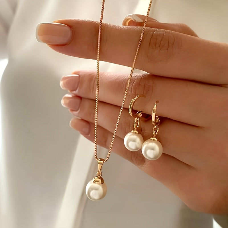 Isara™ Elegant Pearl Jewelry Set with Sophisticated Finish