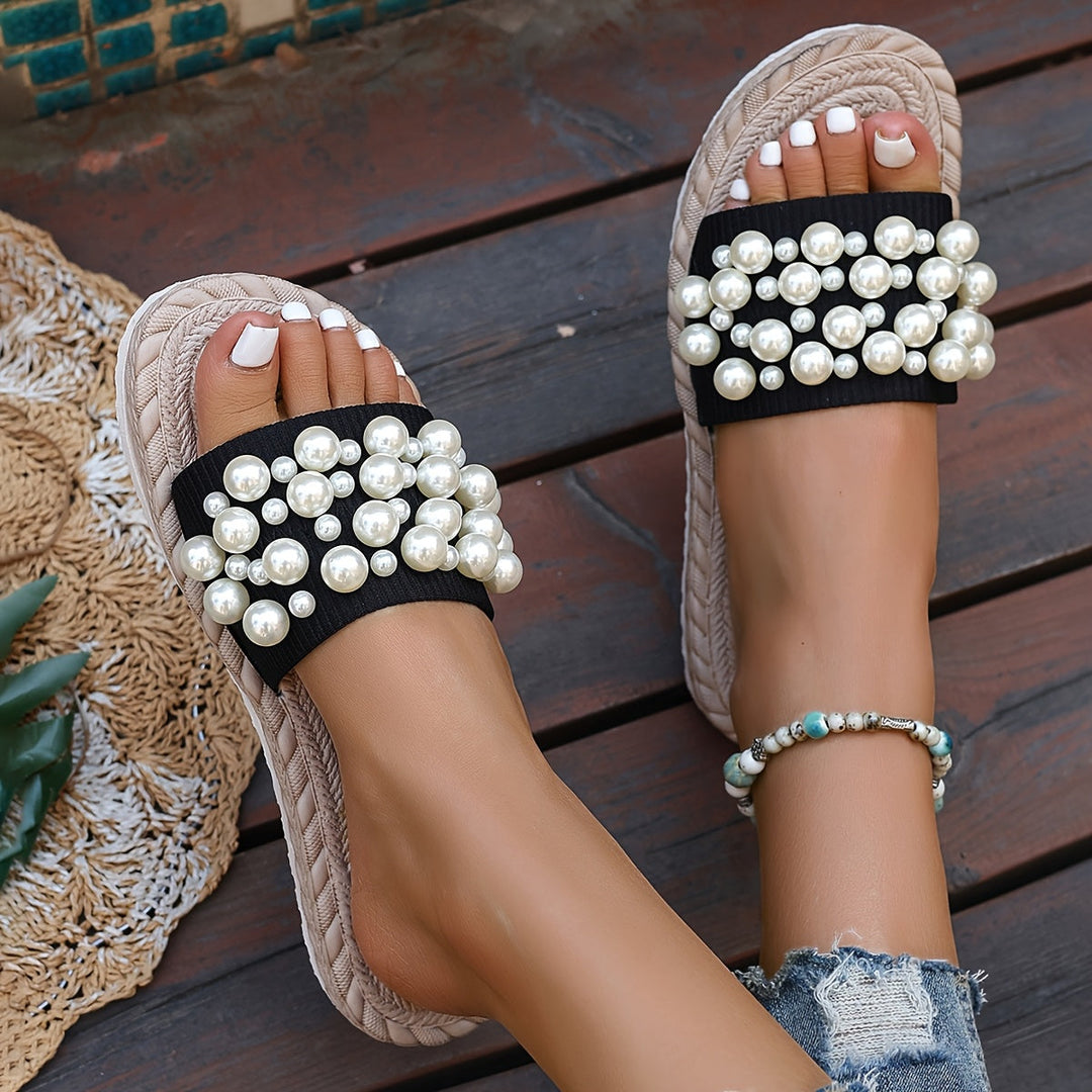 Fruxith | Flat Sandals with Decorative Pearls and Maximum Comfort