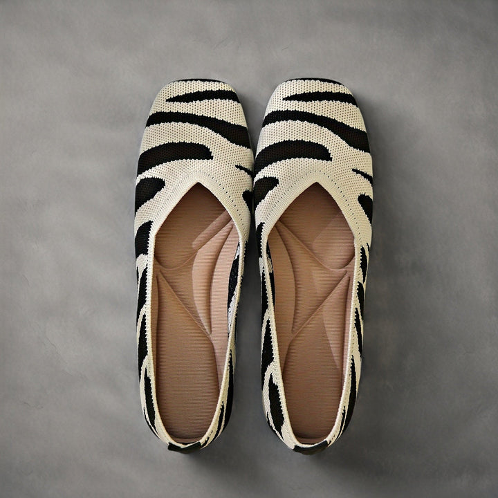Ivara™ Elegant Flats with Zebra Print and Square Toe