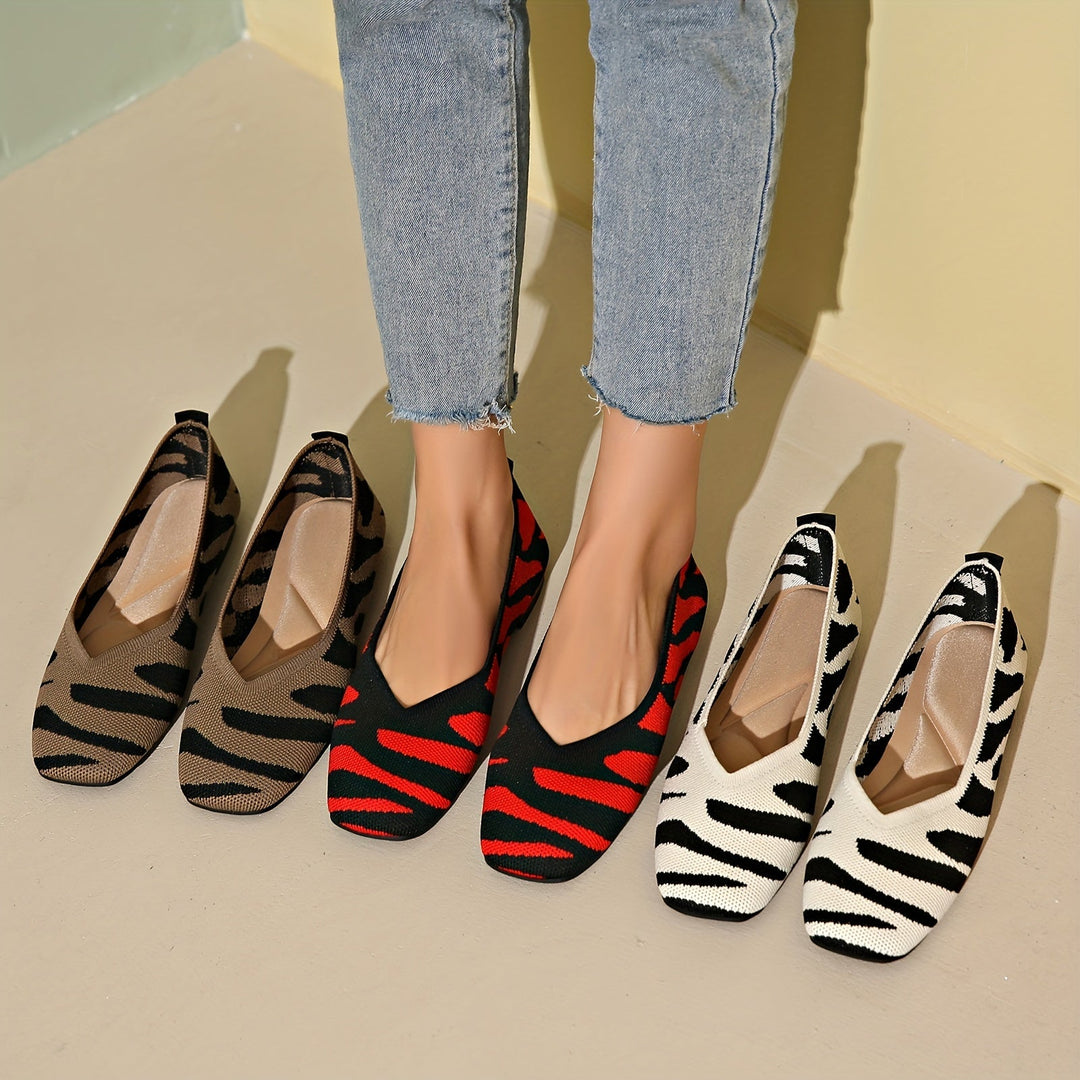 Ivara™ Elegant Flats with Zebra Print and Square Toe